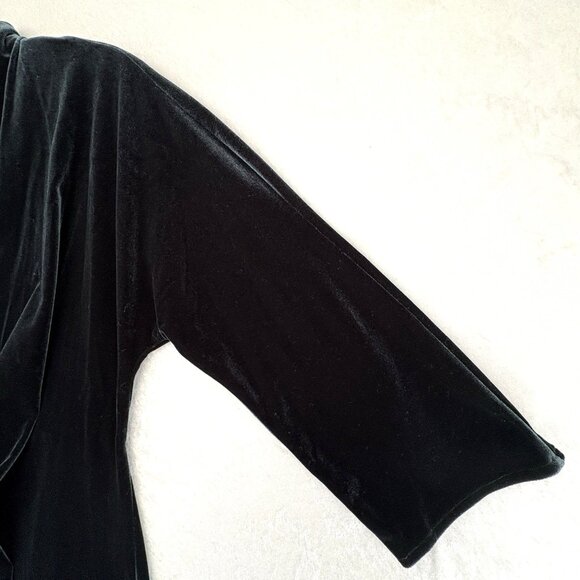 ZARA WOMAN Dress Size M Dark Green Velvet V-neck Oversized Minimalist A-line - Picture 5 of 10